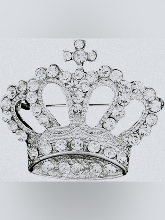 Other - Silver Brooch Crown Pin with Swarovski 1.5 Inches length New